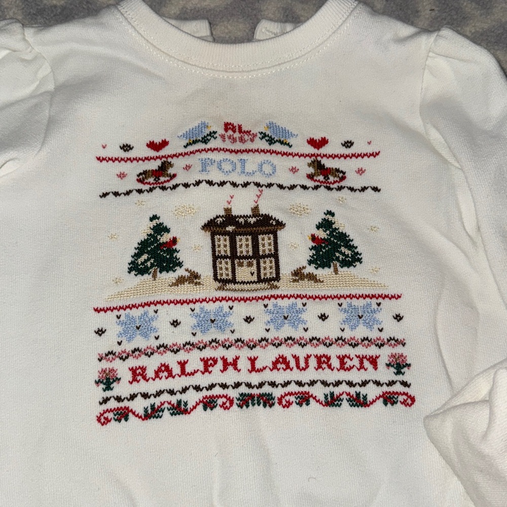 ❤️🤍RL🤍❤️ NWT Baby Girl 18m Fleece Graphic Sweatshirt & Pant Set. Brand new! - Picture 4 of 5
